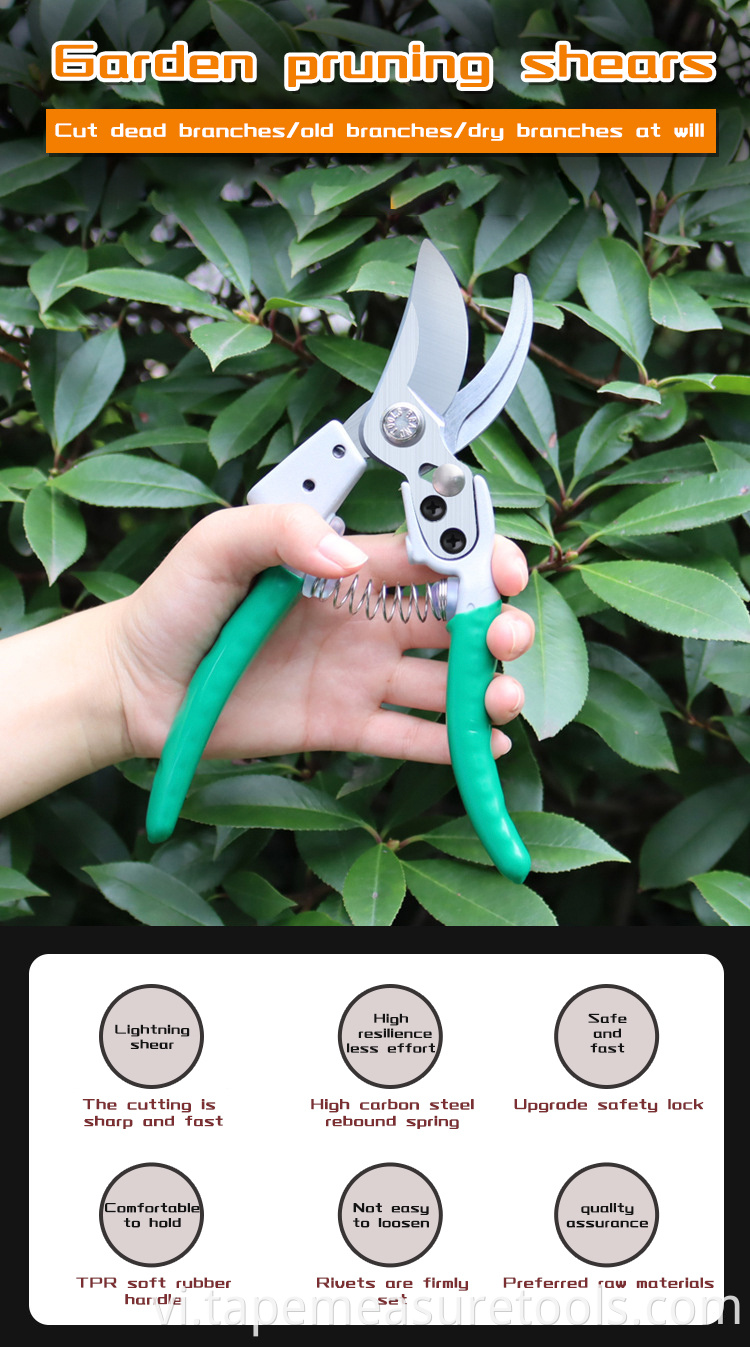 Nhà sản xuất cung cấp lưỡi cắt SK5 Nhà máy bán buôn dụng cụ làm vườn kéo cắt tỉa cành tiết kiệm sức lao động Kéo cắt cành dày